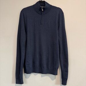 Bloomingdales Men's Navy 1/4 Zip Sweater 100% Wool M